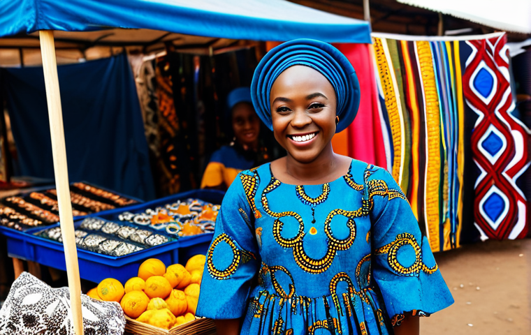 **
"A Nigerian micro-influencer, fully clothed in modest Ankara fashion, smiling genuinely while showcasing handmade crafts at a local market, appropriate attire, safe for work, perfect anatomy, natural proportions, professional photography, vibrant colors, bustling background."
**