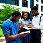 **

"A diverse group of fully clothed university students in appropriate attire studying together on a modern Nigerian university campus. Lush greenery, modern architecture in the background. Safe for work, professional environment, perfect anatomy, correct proportions, natural pose, well-formed hands, proper finger count, natural body proportions, high quality."

**