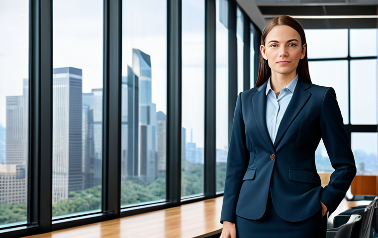 아부자 여행 코스 - **
A professional businesswoman in a modest, tailored business suit, standing confidently in a mode...