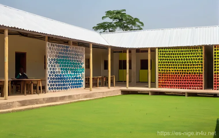 나이지리아의 현대 건축물 - **An architectural masterpiece primarily constructed from reddish-brown laterite, showcasing innovat...
