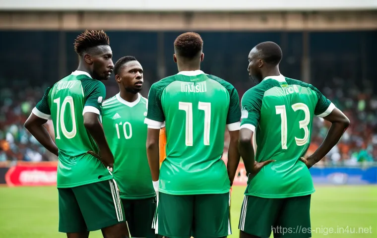 나이지리아 축구 대표팀 선수 명단 - **Title: The Super Eagles' Explosive Attack**
    **Prompt:** A dynamic, wide-angle shot of three Ni...