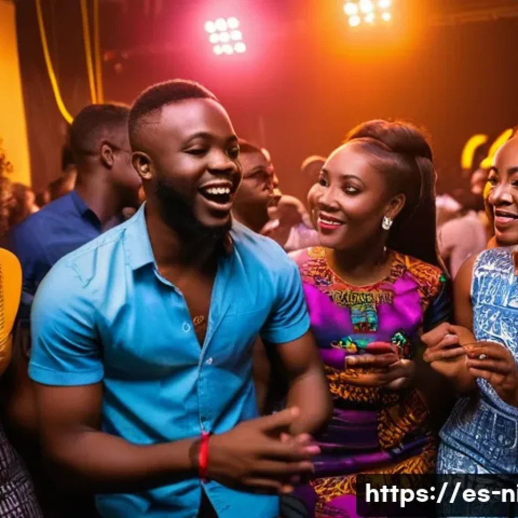 나이지리아에서의 밤 문화 - **Prompt:** A vibrant and energetic Afrobeats club scene in Lagos, Nigeria. The dance floor is packe...