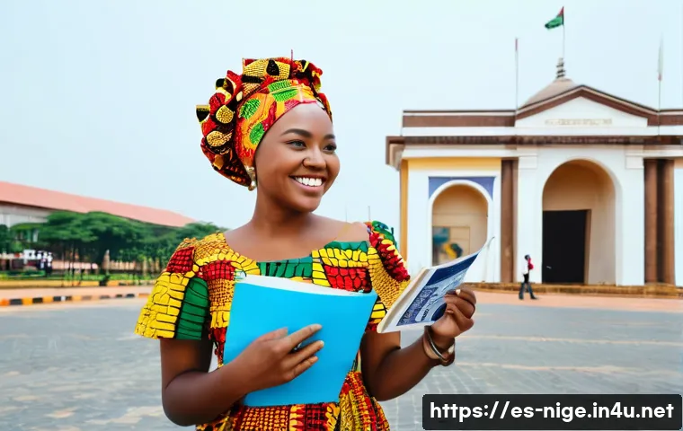 나이지리아에서 꼭 가봐야 할 박물관 - **Prompt:** "A young woman in her early 20s, wearing a colorful Ankara print sundress and a headwrap...